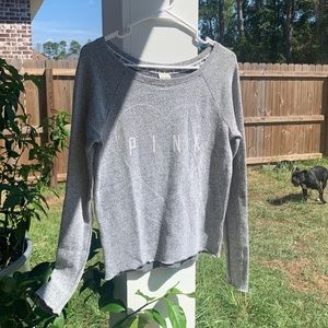 Pink XS/TP/XP Light Grey Sweater Blouse with Scoop Neck